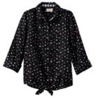 Girls Plus Size So&reg; Tie-front Patterned Shirt, Girl's, Size: 12 1/2, Light Grey