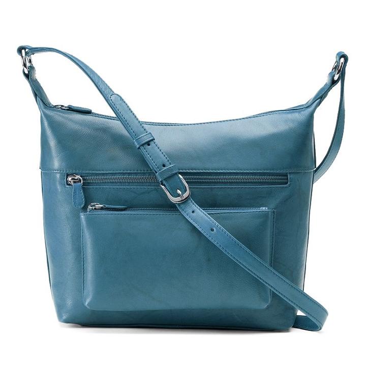 Ili Leather Front Pocket Crossbody Bag, Women's, Blue