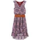 Girls 7-16 Speechless Belted Cross Front Ruffled High Low Dress, Size: 14, Brt Pink