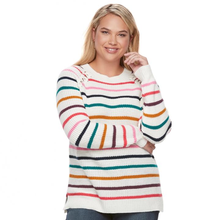 Juniors' Plus Size So&reg; Raglan Crewneck Sweater, Teens, Size: 2xl, Purple Oth