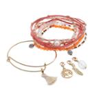 Mudd&reg; Tree Of Life, Feather, Tassel & Bead Charm Bracelet Set, Girl's, Pink