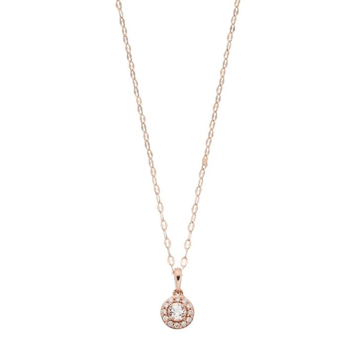 Lc Lauren Conrad 10k Rose Gold Morganite & Diamond Accent Halo Pendant Necklace, Women's, Size: 18, Pink