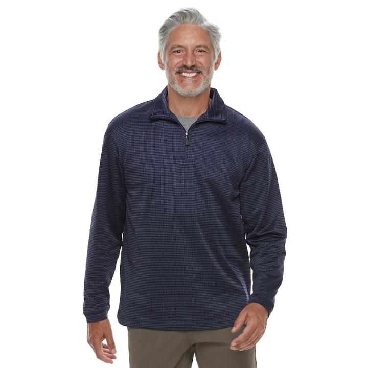 Men's Haggar In-motion Stretch Quarter-zip Pullover, Size: Xl, Med Blue