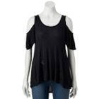 Juniors' Pink Republic Cold Shoulder Lace Swing Top, Girl's, Size: Large, Black