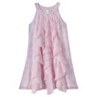 Disney D-signed Beauty And The Beast Girls 7-16 Brocade Chiffon Ruffle Tank Dress, Girl's, Size: Large, Brt Pink