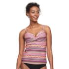 Women's Croft & Barrow&reg; Twisted Push-up Tankini Top, Size: 14, Med Pink
