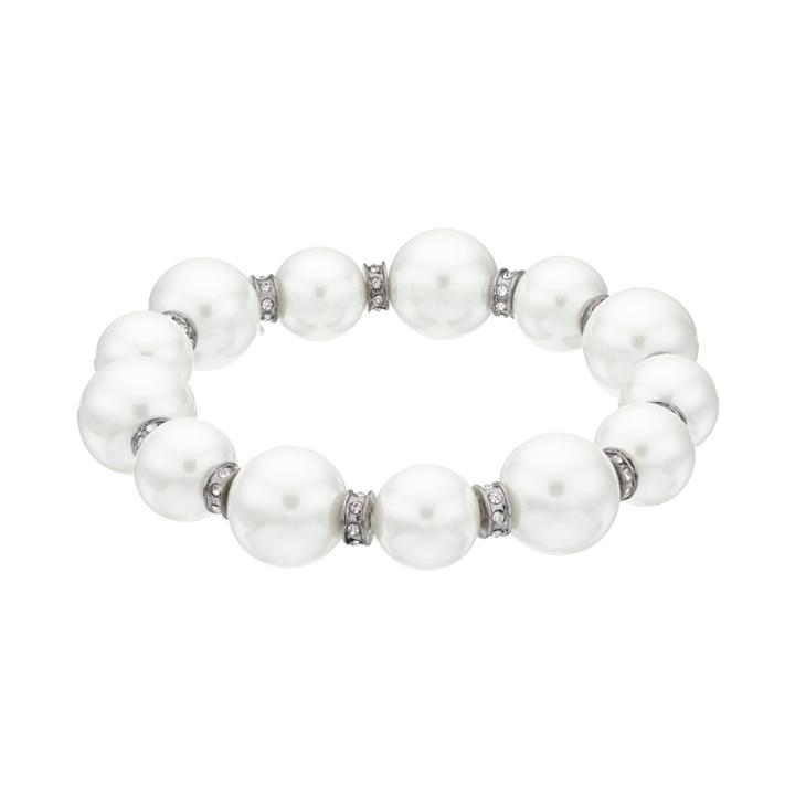 Simply Vera Vera Wang Simulated Pearl Rondelle Stretch Bracelet, Women's, White