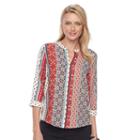 Women's Dana Buchman Woven Popover Top, Size: Medium, Med Red