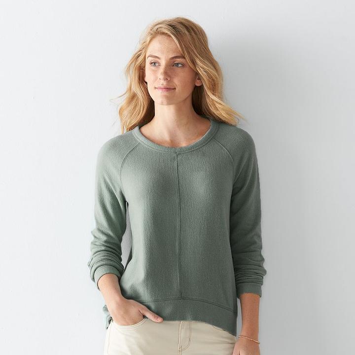 Women's Sonoma Goods For Life&trade; Raglan Crewneck Sweater, Size: Xs, Grey