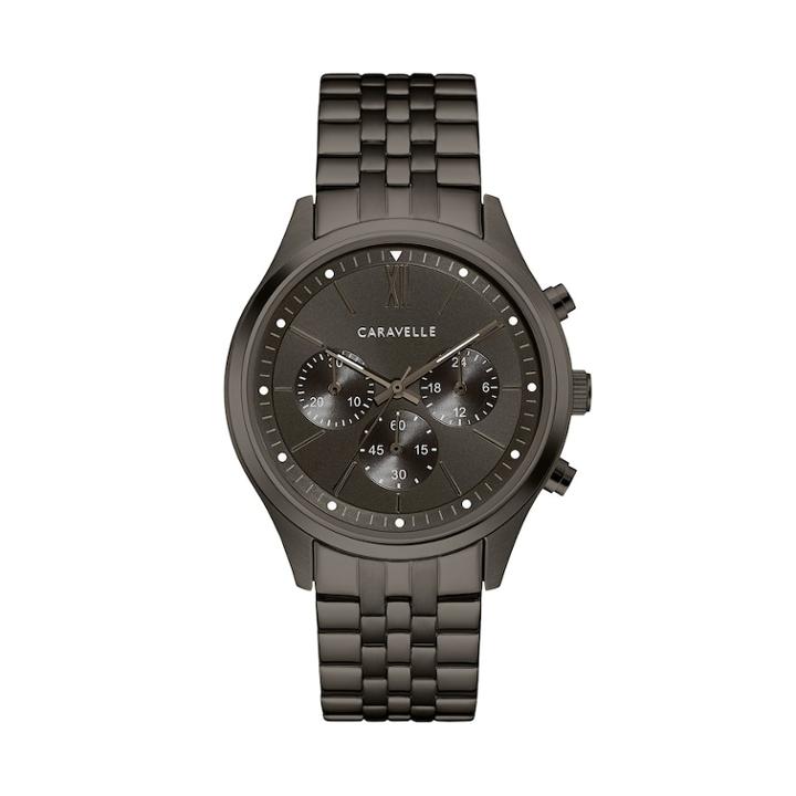 Caravelle Men's Gunmetal Ion-plated Stainless Steel Chronograph Watch - 45a141, Size: Large, Grey