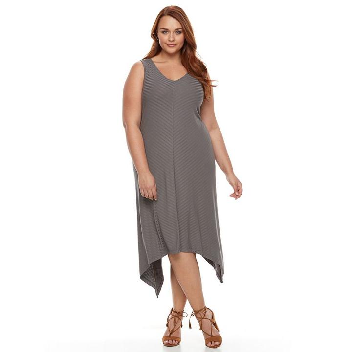 Plus Size Apt. 9&reg; Shark-bite Maxi Tank Dress, Women's, Size: 1xl, Grey
