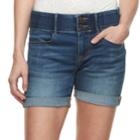 Women's Apt. 9&reg; Tummy Control Cuffed Midrise Jean Shorts, Size: 0, Dark Blue