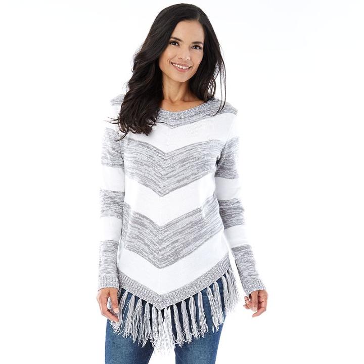 Women's Ab Studio Tassel V-neck Sweater, Size: Small, Ovrfl Oth