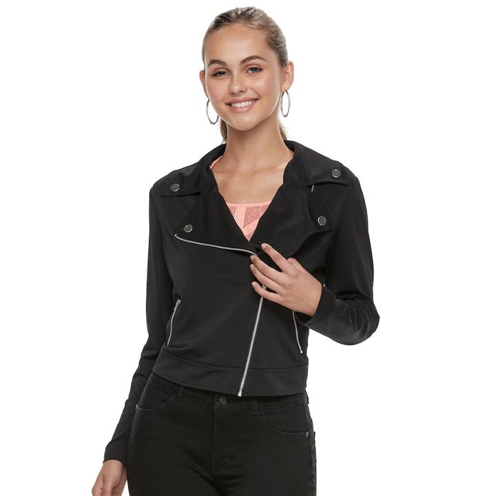 Juniors' Candie's&reg; Knit Moto Jacket, Teens, Size: Large, Black