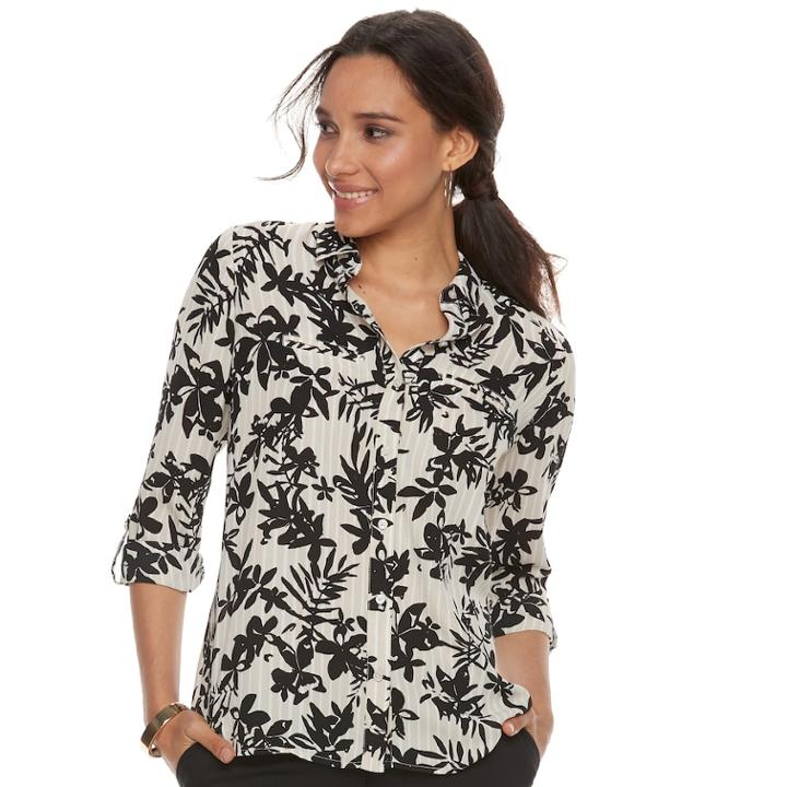 Women's Apt. 9&reg; Convertible Button Tab Blouse, Size: Xs, Light Grey