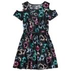 Girls 7-16 & Plus Size So&reg; Printed Cold Shoulder Dress, Size: M/10, Black