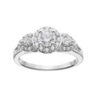 Simply Vera Vera Wang 14k White Gold 1 Carat T.w. Diamond 3-stone Halo Engagement Ring, Women's, Size: 7