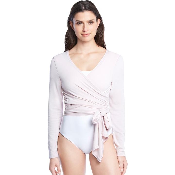 Women's Danskin Side Tie Long Sleeve Wrap, Size: Medium, Lt Purple