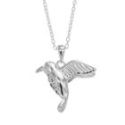 Cubic Zirconia Sterling Silver Hummingbird Pendant Necklace, Women's, Grey