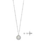 Lc Lauren Conrad Cubic Zirconia Simulated Pearl Pendant Necklace & Earring Set, Women's, White Oth