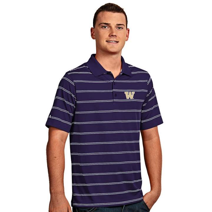 Men's Antigua Washington Huskies Deluxe Striped Desert Dry Xtra-lite Performance Polo, Size: Xl, Purple Oth