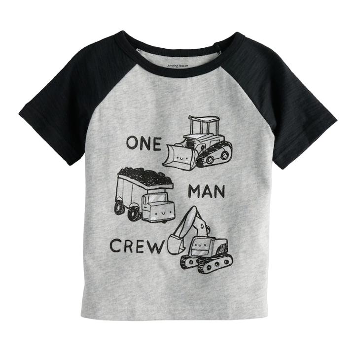 Baby Boy Jumping Beans&reg; One Man Crew Tee, Size: 12 Months, Light Grey