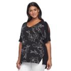 Plus Size Apt. 9&reg; Mixed-media V-neck Top, Women's, Size: 1xl, White