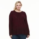 Plus Size Dana Buchman Mixed-stitch Crewneck Sweater, Women's, Size: 2xl, Red