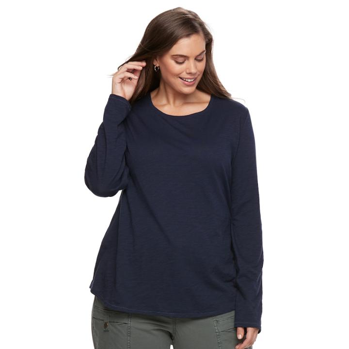 Plus Size Sonoma Goods For Life&trade; Essential Crewneck Tee, Women's, Size: 1xl, Blue (navy)