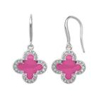 Marie Claire Jewelry Crystal Silver Tone Clover Drop Earrings, Women's, Lt Purple