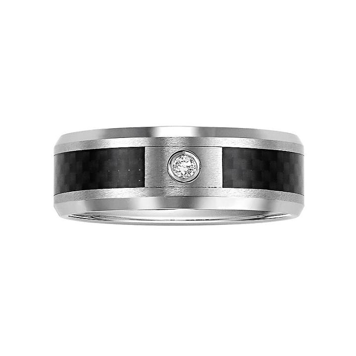 Cherish Always Stainless Steel Diamond Accent Wedding Band - Men, Size: 9.50, Black