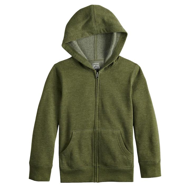 Boys 4-12 Jumping Beans&reg; Basic Softest Fleece Zip Hoodie, Size: 7, Dark Green