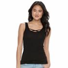 Juniors' So&reg; Double Scoop Crisscross Tank, Girl's, Size: Xs, Black
