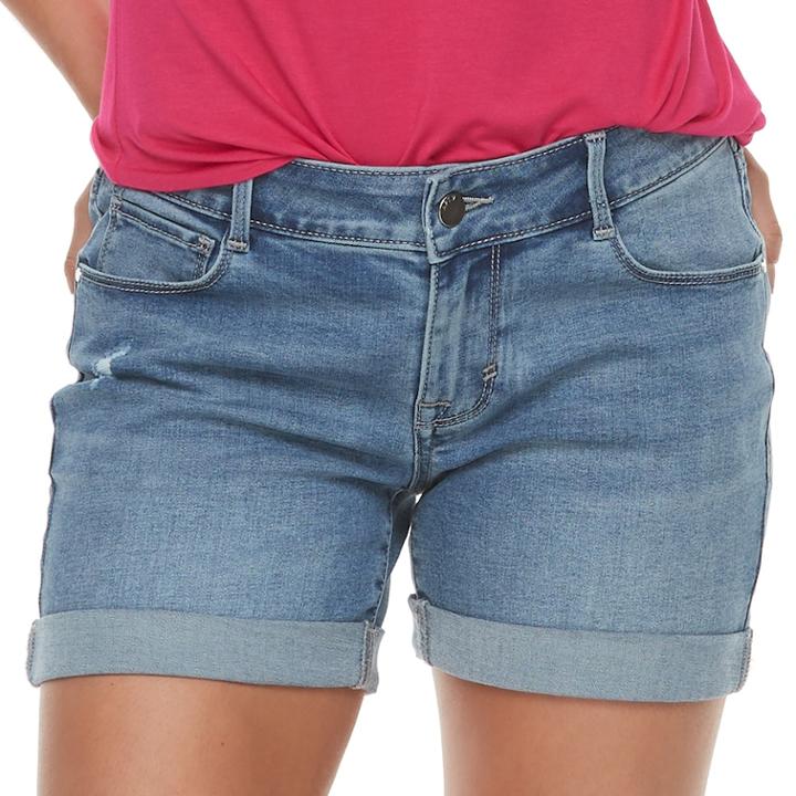 Women's Apt. 9&reg; Cuffed Jean Shorts, Size: 8, Blue