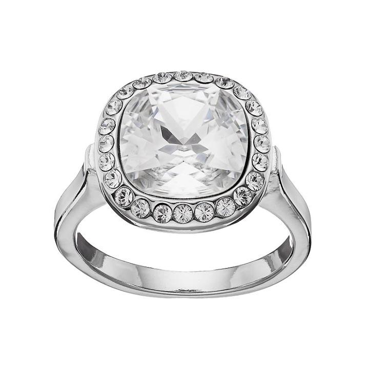 Brilliance Crystal Halo Ring With Swarovski Crystals, Women's, Size: 9, White