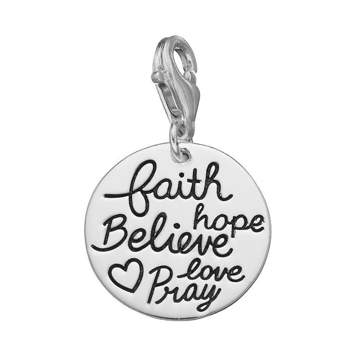 Personal Charm Sterling Silver Faith, Hope, Believe, Love, Pray Charm, Women's