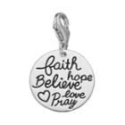 Personal Charm Sterling Silver Faith, Hope, Believe, Love, Pray Charm, Women's