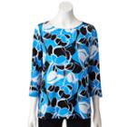 Petite Croft & Barrow&reg; Print Button-detail Top, Women's, Size: S Petite, Blue (navy)