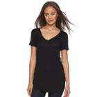 Juniors' Mudd&reg; Short Sleeve V-neck Tee, Girl's, Size: Large, Black