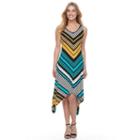 Petite Apt. 9&reg; Printed Shark-bite Dress, Women's, Size: Xs Petite, Turquoise/blue (turq/aqua)
