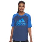 Women's Adidas Branded Baseball Tee, Size: Small, Med Blue