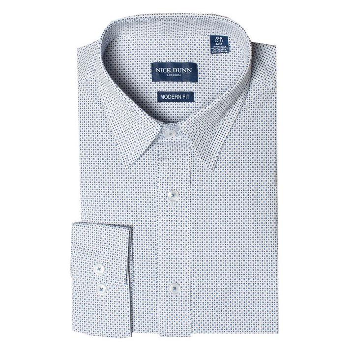 Men's Nick Dunn Stretch Modern-fit Dress Shirt, Size: M-34/35, White