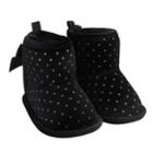 Baby Girl Carter's Glitter Polka-dot Boot Crib Shoes, Size: 9-12 Months, Black