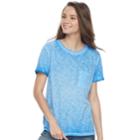 Juniors' So&reg; 1-pocket Heathered Tee, Teens, Size: Small, Med Blue