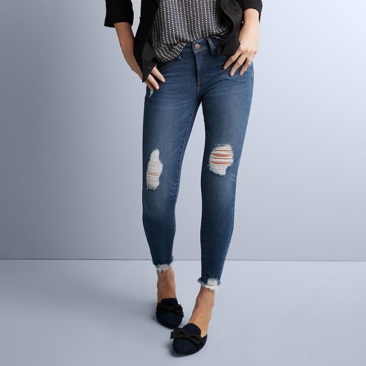 Women's Lc Lauren Conrad Super Skinny Midrise Jeans, Size: 12, Blue