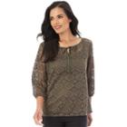 Women's Apt. 9&reg; Floral Lace Peasant Top, Size: Regular, Dark Green