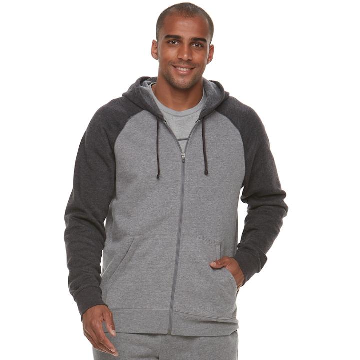 Men's Tek Gear&reg; Ultra Soft Fleece Basic Full-zip Hoodie, Size: Medium, Oxford