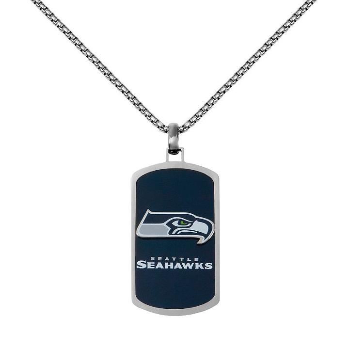 Men's Stainless Steel Seattle Seahawks Dog Tag Necklace, Silver