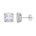 Primrose Sterling Silver Cubic Zirconia Square Halo Stud Earrings, Women's, White