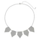 Silver Tone Glittery Geometric Collar Necklace, Women's